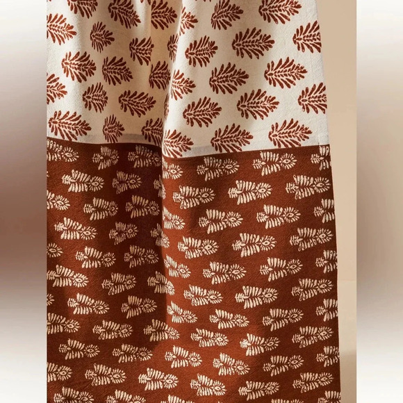 Anthropologie Dish Towel Block Print rust beige Trudy tea home decor cotton - Picture 4 of 4